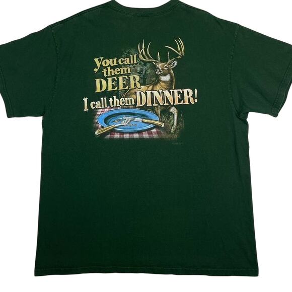 Wildlife Deer Buck Hunting Nature Outdoors Funny Comedy Green Shirt Size XL - Picture 1 of 6